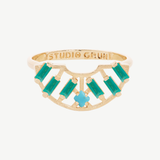 Solene Ring in Green Onyx + Turquoise