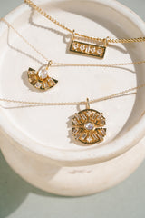 Solene Necklace in Topaz + Moonstone