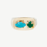 Chunky Signet in Green Onyx and Turquoise