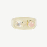 Chunky Signet in Pink Opal and Moonstone