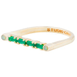 Cha Cha Ring in Green Onyx + Opal