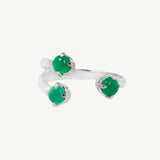 Triple Twisted Claw Ring with Stone in Green Onyx