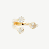 Triple Twisted Claw Ring with Stone in Moonstone