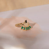Eyelash Ring in Green Onyx