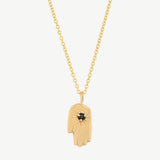 Hamsa Necklace in Black Spinel