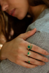 Hidden Star Ring in Green Onyx + Moonstone