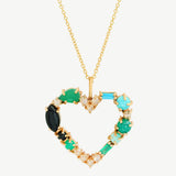 Mosaic Heart Necklace in Mermaid Palette