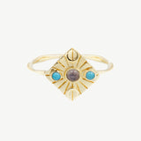Compass Ring in Moonstone/Turquoise - Ready to Ship