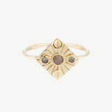Compass Ring in Peach Moonstone/Moonstone - Ready to Ship