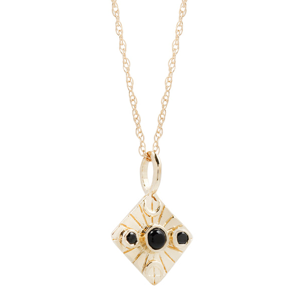 Compass Necklace in Black Onyx/Black Spinel