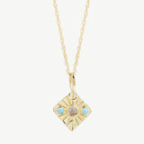 Compass Necklace in Moonstone/Turquoise - Ready to Ship