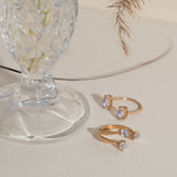 Triple Twisted Claw Ring with Stone in Moonstone
