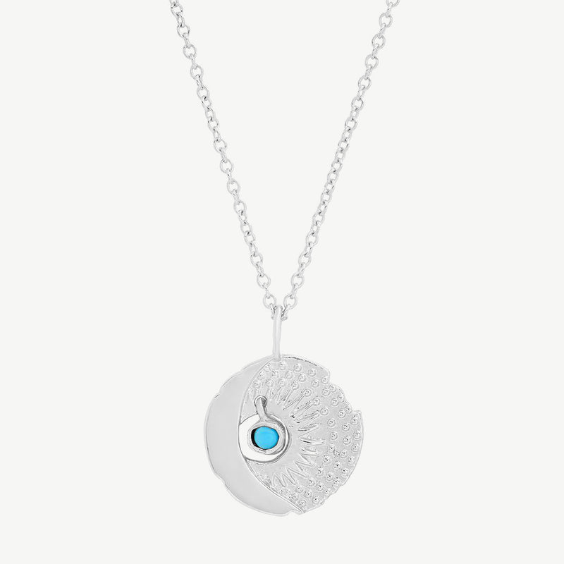 Sun and Moon Charm Necklace in Turquoise
