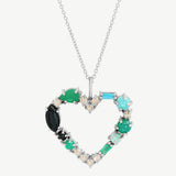 Mosaic Heart Necklace in Mermaid Palette