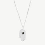 Hamsa Necklace in Black Spinel