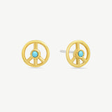 Tiny Peace Studs in Turquoise