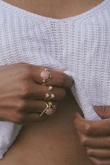 Hidden Star Ring in Pink Opal + Opal