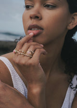 Eyelash Ring in Pink Opal