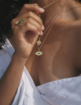 Snake Eye Necklace in Green Onyx