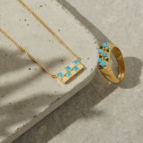 Chess Ring in Turquoise - Ready to Ship