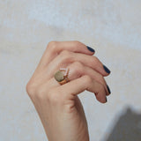 Chevron Ring in Pink Opal