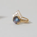 Chevron Ring in Moonstone