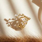 Mona Ring in Moonstone + Pink Opal