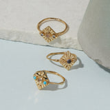 Compass Ring in Moonstone/Turquoise - Ready to Ship