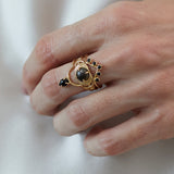 Seven Moons Ring in Black Moonstone