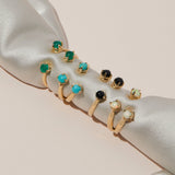 Triple Twisted Claw Ring with Stone in Green Onyx