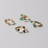 Triple Twisted Claw Ring with Stone in Green Onyx