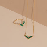Chevron Ring in Green Onyx