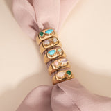 Chunky Signet in Pink Opal and Moonstone