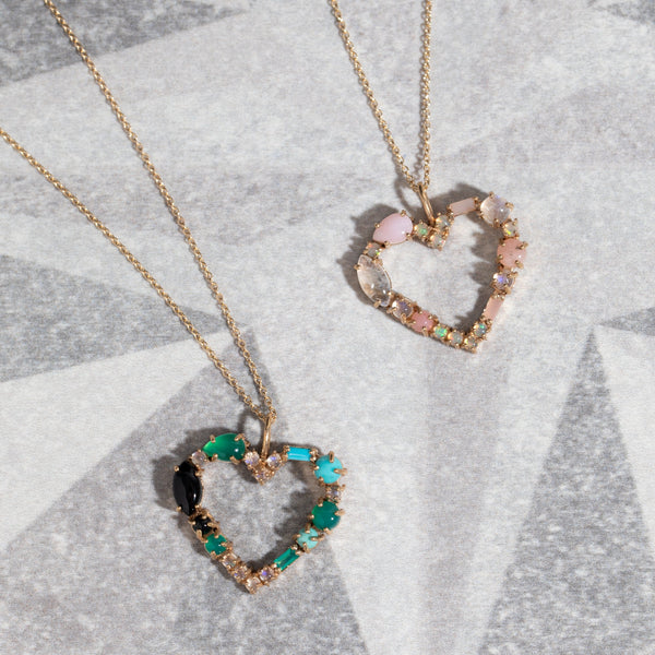 Mosaic Heart Necklace in Mermaid Palette
