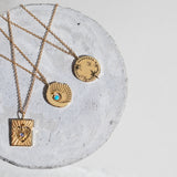Sun and Moon Charm Necklace in Turquoise