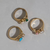 Chunky Signet in Pink Opal and Moonstone
