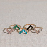 Chevron Ring in Green Onyx