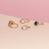 Hidden Star Ring in Green Onyx + Moonstone