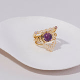 Cha Cha Ring in Moonstone + Pink Opal