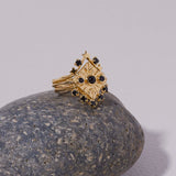 Compass Ring in Black Onyx/Black Spinel