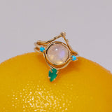 Hidden Star Ring in Moonstone + Turquoise