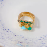Cha Cha Ring in Green Onyx + Opal