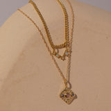 Compass Necklace in Peach Moonstone/Moonstone - Ready to Ship