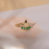 Eyelash Baguette Ring in Green Onyx - READY TO SHIP