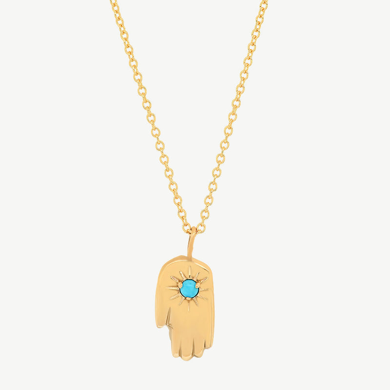 Hamsa Necklace in Turquoise - READY TO SHIP