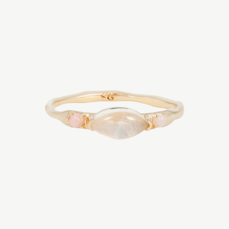 Mona Ring in Moonstone + Pink Opal - READY TO SHIP