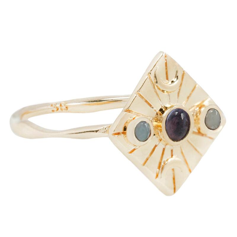 Compass Ring in Iolite/Opal - READY TO SHIP
