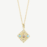 Compass Necklace in Moonstone/Turquoise - READY TO SHIP