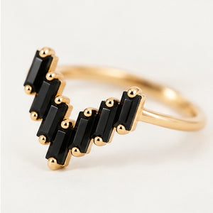 Chevron Ring in Black Onyx
