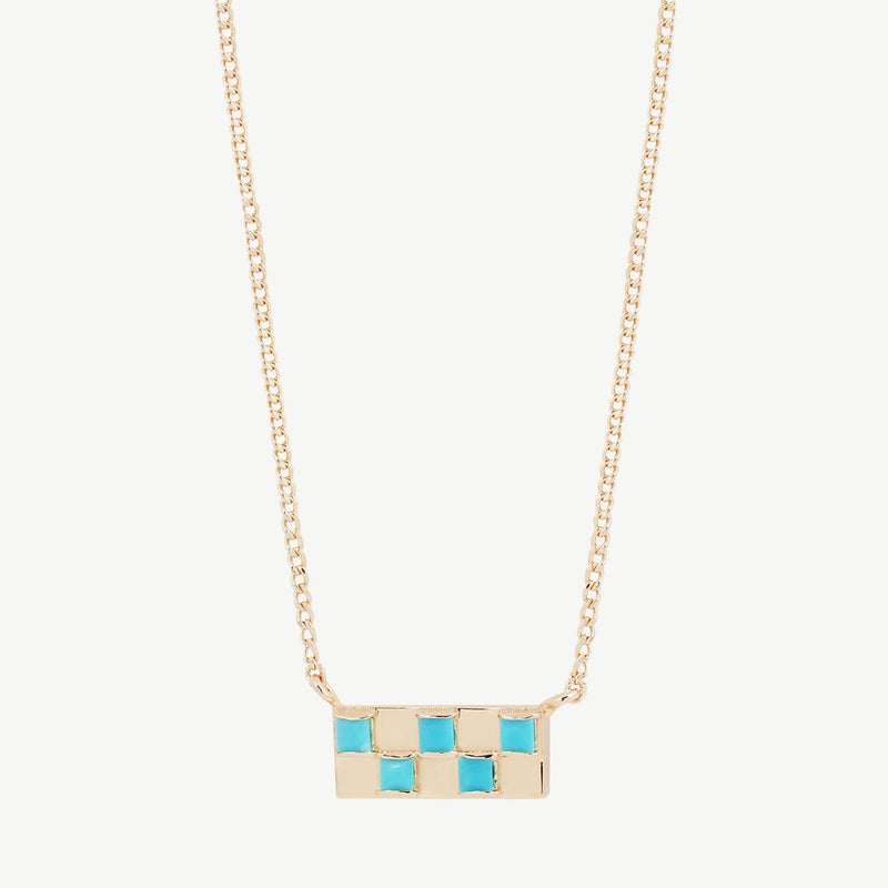 Chess Necklace in Turquoise - READY TO SHIP